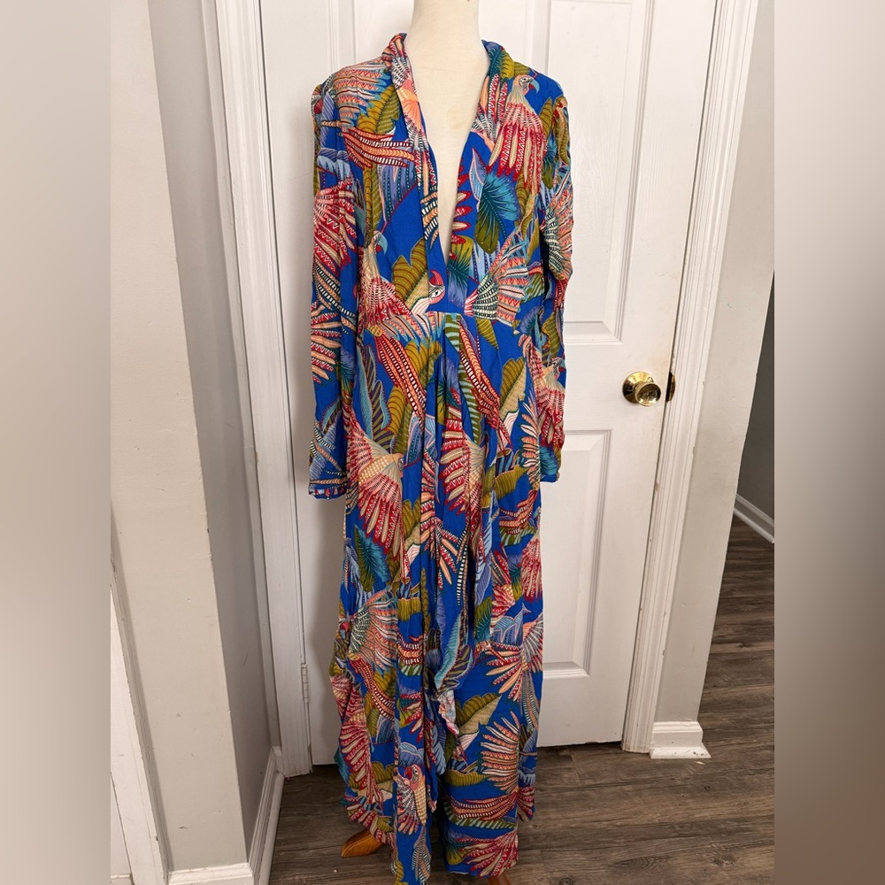 Farm Rio Blue Macaw  Maxi Dress